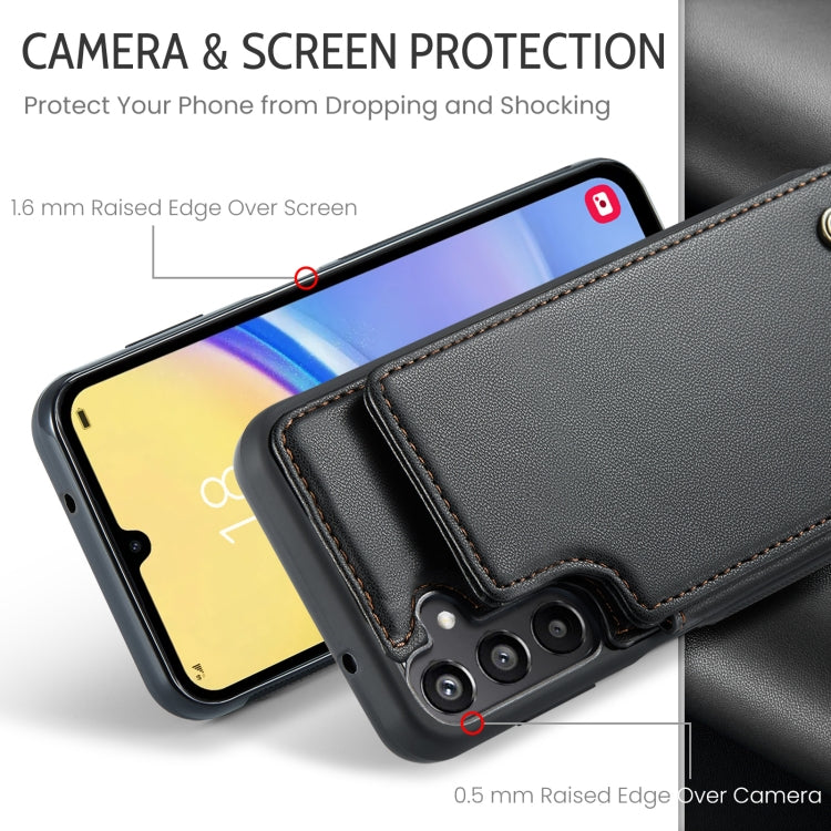 For Samsung Galaxy A15 CaseMe C22 Litchi Texture RFID Anti-theft Leather Phone Case(Black)