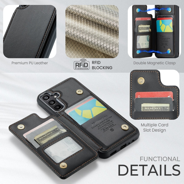 For Samsung Galaxy A15 CaseMe C22 Litchi Texture RFID Anti-theft Leather Phone Case(Black)