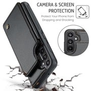 For Samsung Galaxy A15 CaseMe C22 Litchi Texture RFID Anti-theft Leather Phone Case(Black)