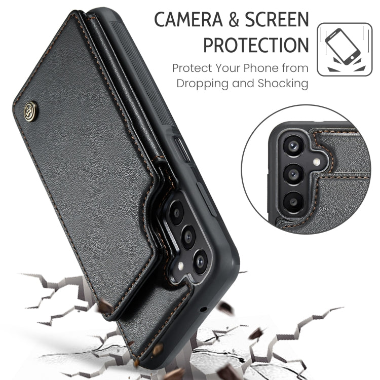 For Samsung Galaxy A15 CaseMe C22 Litchi Texture RFID Anti-theft Leather Phone Case(Black)