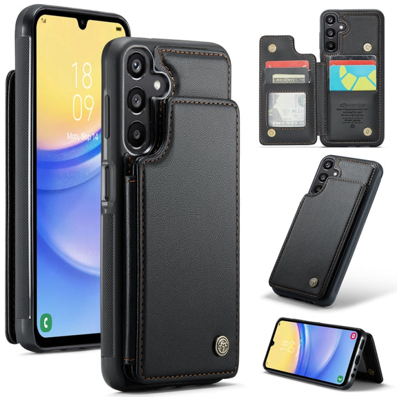 For Samsung Galaxy A15 CaseMe C22 Litchi Texture RFID Anti-theft Leather Phone Case(Black)