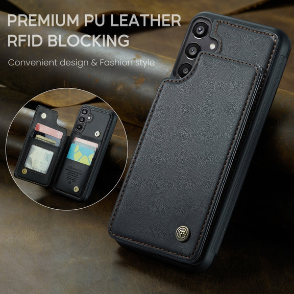 For Samsung Galaxy A15 CaseMe C22 Litchi Texture RFID Anti-theft Leather Phone Case(Black)