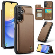 For Samsung Galaxy A15 CaseMe C22 Litchi Texture RFID Anti-theft Leather Phone Case(Brown)