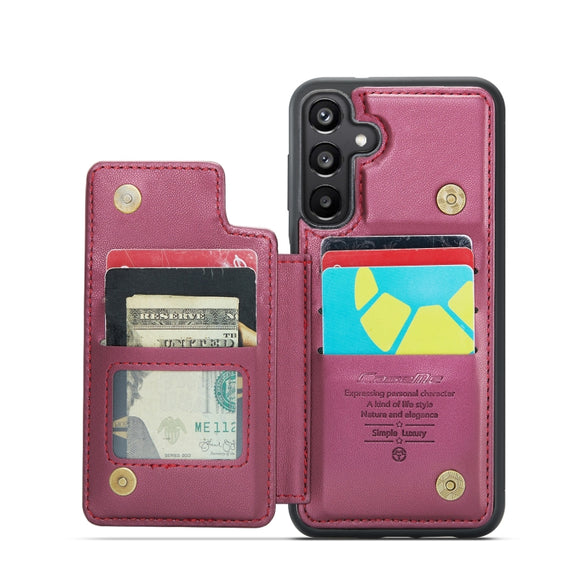 For Samsung Galaxy A15 CaseMe C22 Litchi Texture RFID Anti-theft Leather Phone Case(Wine Red)