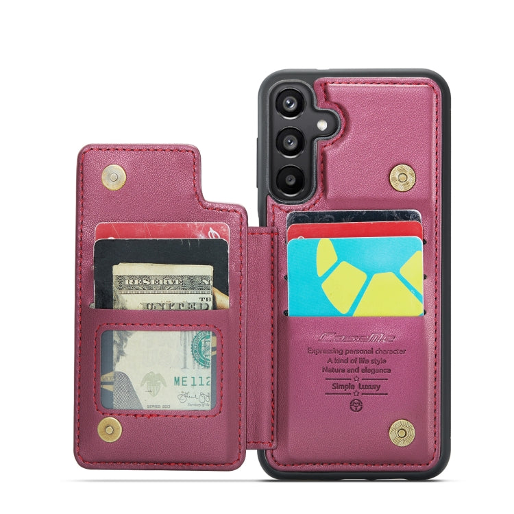 For Samsung Galaxy A15 CaseMe C22 Litchi Texture RFID Anti-theft Leather Phone Case(Wine Red)