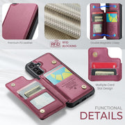 For Samsung Galaxy A15 CaseMe C22 Litchi Texture RFID Anti-theft Leather Phone Case(Wine Red)