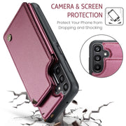 For Samsung Galaxy A15 CaseMe C22 Litchi Texture RFID Anti-theft Leather Phone Case(Wine Red)