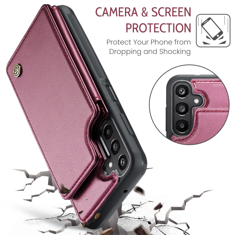 For Samsung Galaxy A15 CaseMe C22 Litchi Texture RFID Anti-theft Leather Phone Case(Wine Red)