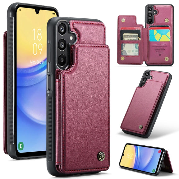 For Samsung Galaxy A15 CaseMe C22 Litchi Texture RFID Anti-theft Leather Phone Case(Wine Red)