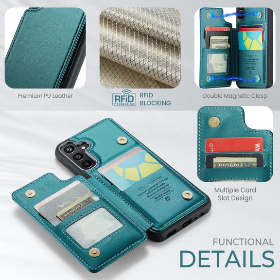 For Samsung Galaxy A15 CaseMe C22 Litchi Texture RFID Anti-theft Leather Phone Case(Green)
