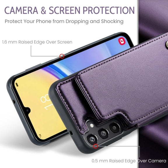 For Samsung Galaxy A15 CaseMe C22 Litchi Texture RFID Anti-theft Leather Phone Case(Purple)