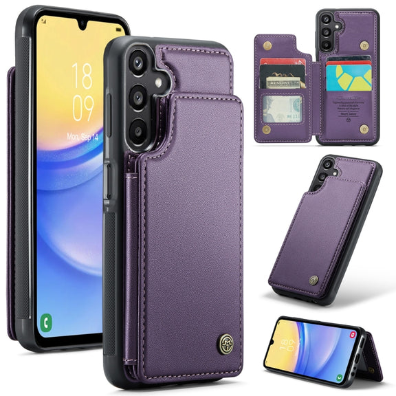 For Samsung Galaxy A15 CaseMe C22 Litchi Texture RFID Anti-theft Leather Phone Case(Purple)