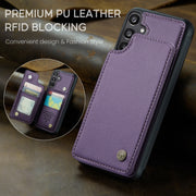 For Samsung Galaxy A15 CaseMe C22 Litchi Texture RFID Anti-theft Leather Phone Case(Purple)