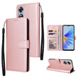 For OPPO A17 4G / A17k 3-Card Slots Multifunctional Leather Phone Case(Rose Gold) - OPPO Cases by PMC TechLife | Online Shopping South Africa | PMC TechLife | Buy Now Pay Later Mobicred