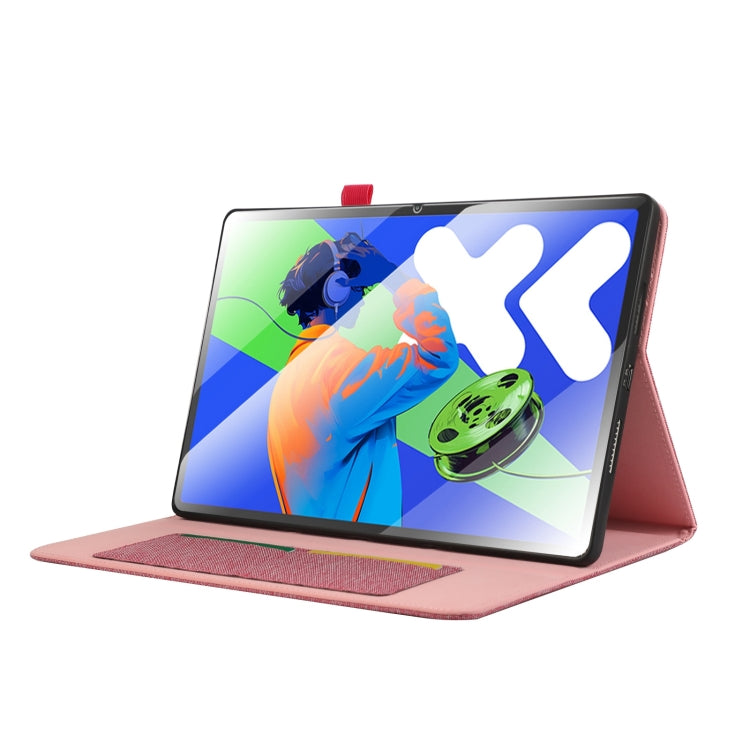 For Lenovo Tab P12 12.7 2025 Fabric Leather Tablet Case(Pink) - Lenovo by PMC TechLife | Online Shopping South Africa | PMC TechLife | Buy Now Pay Later Mobicred