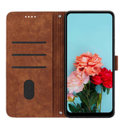 For Motorola Moto G Play 5G 2024 / G 5G 2024 Skin Feel Stripe Pattern Leather Phone Case with Long Lanyard(Brown)