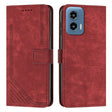For Motorola Moto G Play 5G 2024 / G 5G 2024 Skin Feel Stripe Pattern Leather Phone Case with Long Lanyard(Red) - free shipping - PMC Jewellery - Order now!