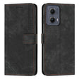 For Motorola Edge 2024 Skin Feel Stripe Pattern Leather Phone Case with Long Lanyard(Black) - free shipping - PMC Jewellery - Order now!