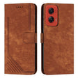 For Motorola Moto G Stylus 5G 2024 Skin Feel Stripe Pattern Leather Phone Case with Long Lanyard(Brown) - Motorola Cases by PMC Jewellery | Online Shopping South Africa | PMC Jewellery | Buy Now Pay Later Mobicred