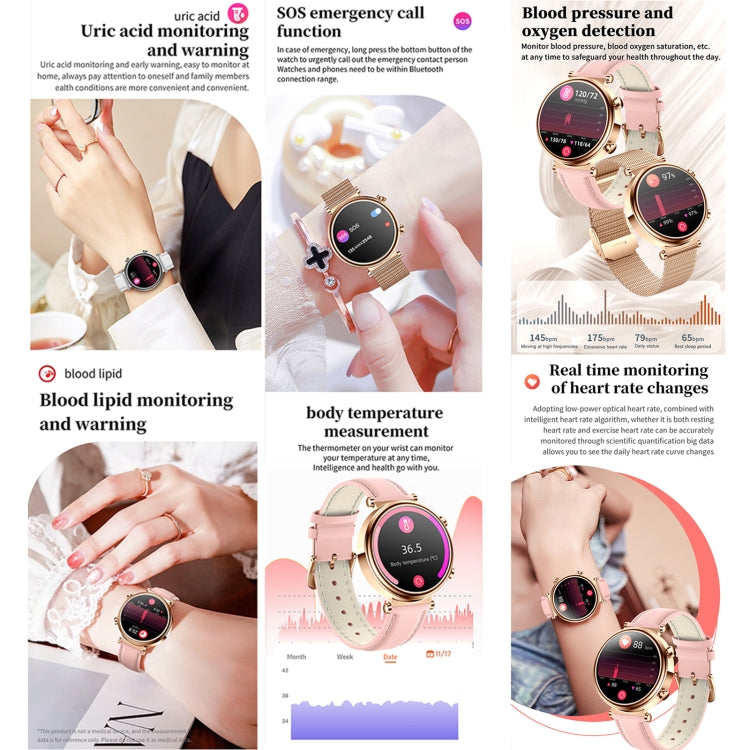 T86 Woman Health 1.27 inch Smart Watch, BT Call / Physiological Cycle / Heart Rate / Blood Pressure / Blood Glucose / SOS(Rose Gold Steel Band) - free shipping - PMC Jewellery - Order now!