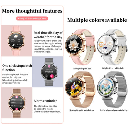 T86 Woman Health 1.27 inch Smart Watch, BT Call / Physiological Cycle / Heart Rate / Blood Pressure / Blood Glucose / SOS(Rose Gold Steel Band) - free shipping - PMC Jewellery - Order now!