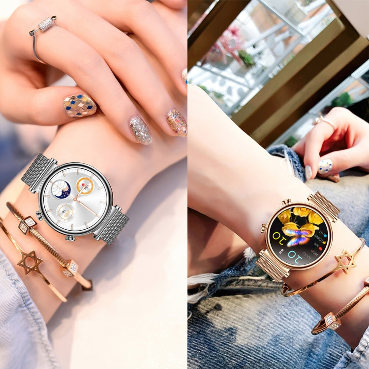 T86 Woman Health 1.27 inch Smart Watch, BT Call / Physiological Cycle / Heart Rate / Blood Pressure / Blood Glucose / SOS(Rose Gold Steel Band) - free shipping - PMC Jewellery - Order now!