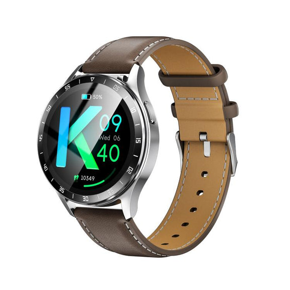 X10 Headphones Smart Watch 1.39 inch Water-resistant Bracelet, Support Bluetooth Call / NFC / Heart Rate(Silver + Brown Leather)