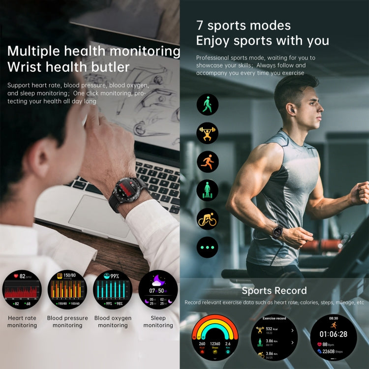 X10 Headphones Smart Watch 1.39 inch Water-resistant Bracelet, Support Bluetooth Call / NFC / Heart Rate(Silver + Brown Leather)