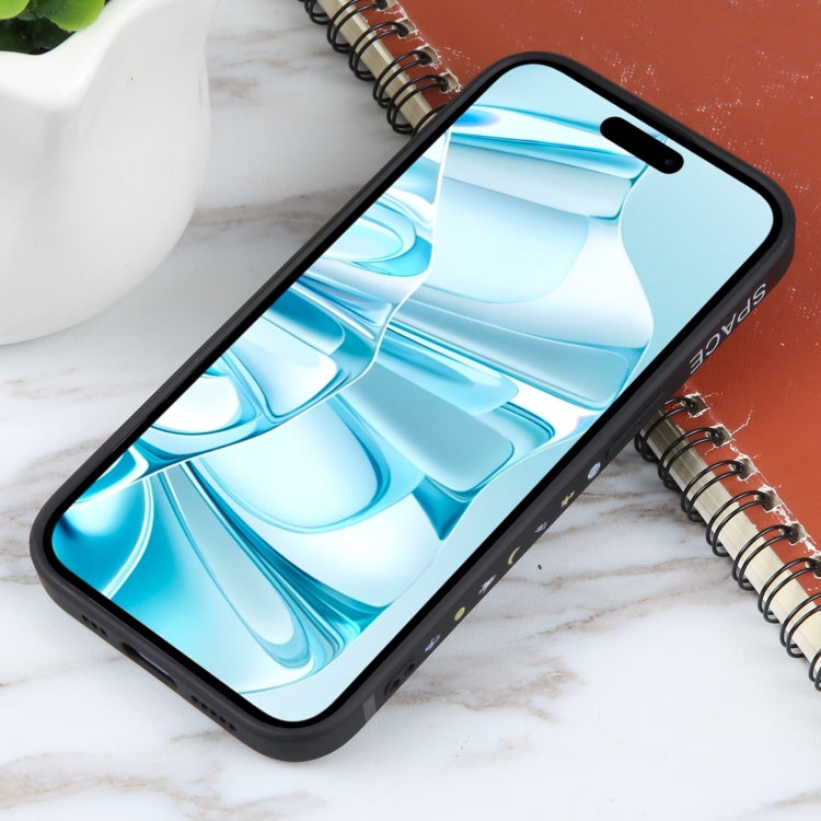 For iPhone 16 Astronaut Pattern Silicone Straight Edge Phone Case(Planet Landing-Black) - iPhone 16 Cases by PMC TechLife | Online Shopping South Africa | PMC TechLife | Buy Now Pay Later Mobicred