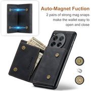 For OnePlus 12 DG.MING M1 Series 3-Fold Multi Card Wallet + Magnetic Phone Case(Black)
