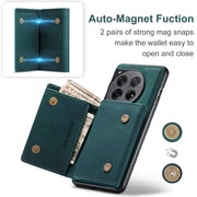 For OnePlus 12 DG.MING M1 Series 3-Fold Multi Card Wallet + Magnetic Phone Case(Green)