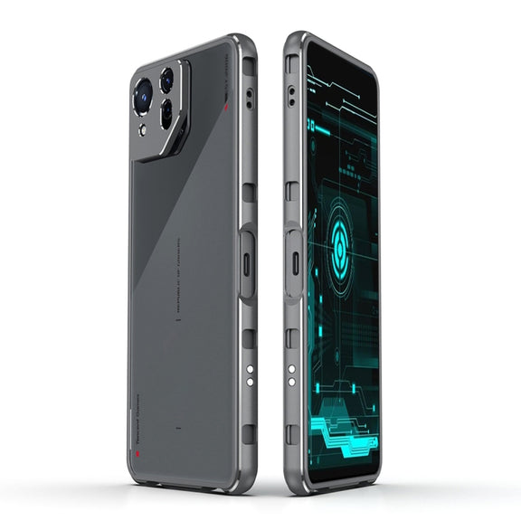 For ASUS ROG Phone 8 Lens Protector + Metal Frame Phone Case(Silver)
