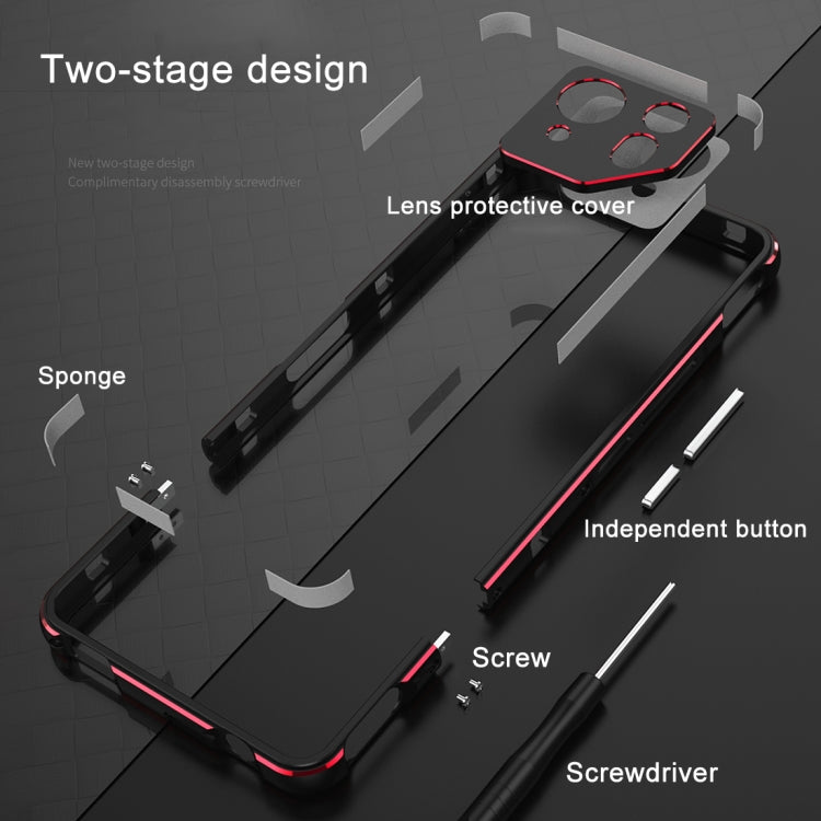 For ASUS ROG Phone 8 Lens Protector + Metal Frame Phone Case(Black Red)