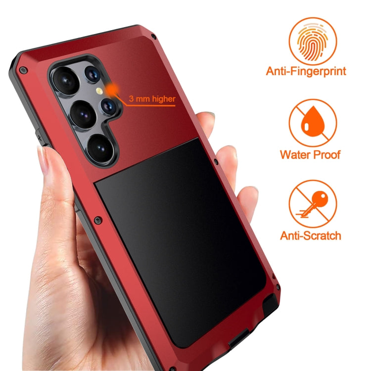 For Samsung Galaxy S24 Ultra 5G Shockproof Life Water-resistant Silicone + Zinc Alloy Phone Case(Red)