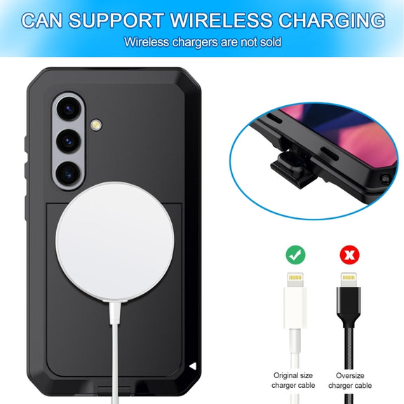 For Samsung Galaxy S24+ 5G Shockproof Life Water-resistant Silicone + Zinc Alloy Phone Case(Black)