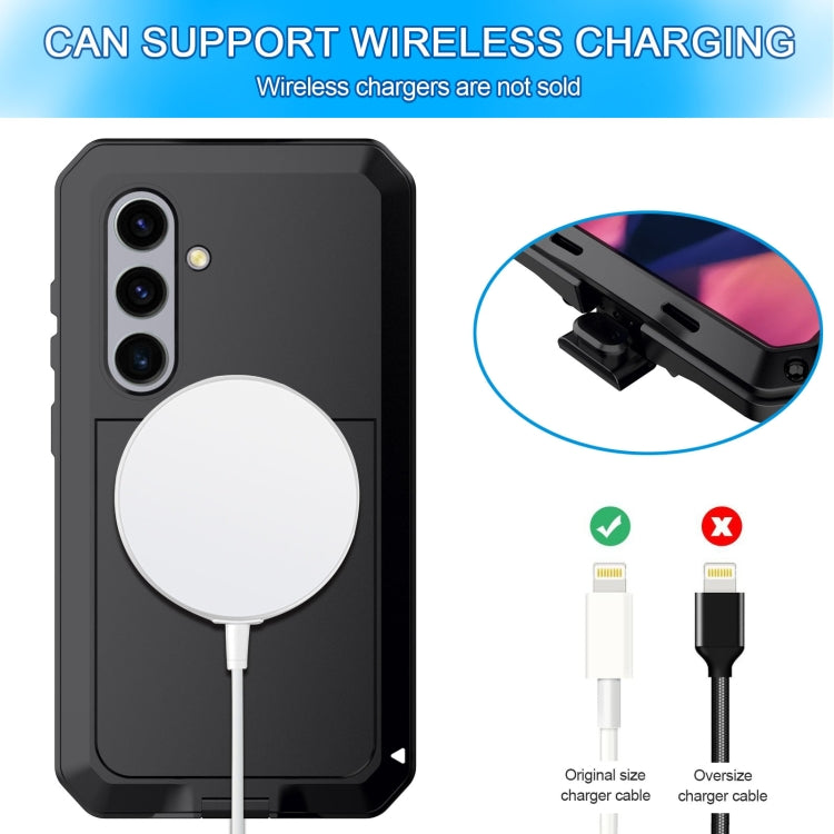 For Samsung Galaxy S24+ 5G Shockproof Life Water-resistant Silicone + Zinc Alloy Phone Case(Black)
