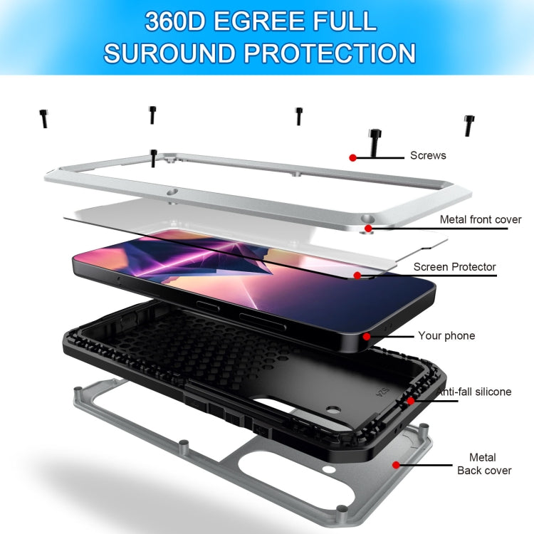 For Samsung Galaxy S24+ 5G Shockproof Life Water-resistant Silicone + Zinc Alloy Phone Case(Silver)