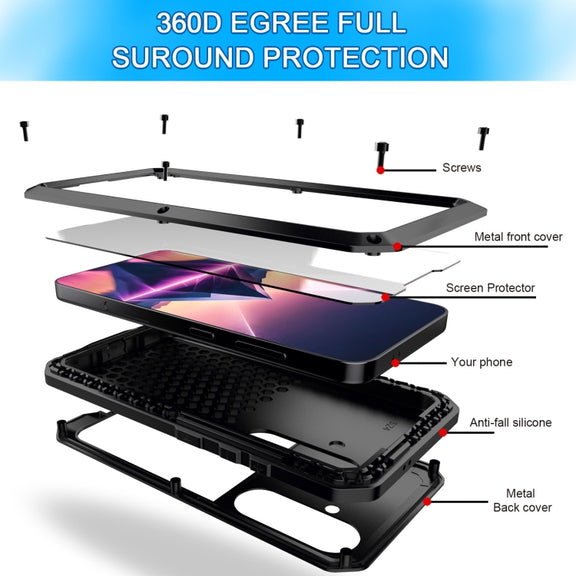 For Samsung Galaxy S24 5G Shockproof Life Water-resistant Silicone + Zinc Alloy Phone Case(Black)