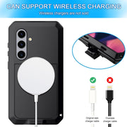 For Samsung Galaxy S24 5G Shockproof Life Water-resistant Silicone + Zinc Alloy Phone Case(Black)