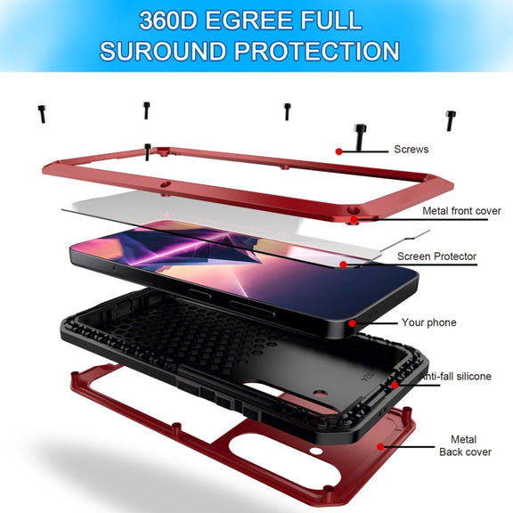 For Samsung Galaxy S24 5G Shockproof Life Water-resistant Silicone + Zinc Alloy Phone Case(Red)