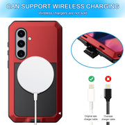 For Samsung Galaxy S24 5G Shockproof Life Water-resistant Silicone + Zinc Alloy Phone Case(Red)