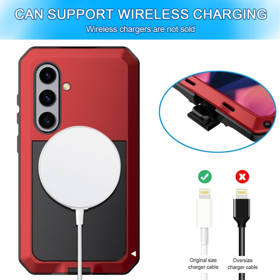 For Samsung Galaxy S24 5G Shockproof Life Water-resistant Silicone + Zinc Alloy Phone Case(Red)