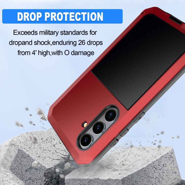 For Samsung Galaxy S24 5G Shockproof Life Water-resistant Silicone + Zinc Alloy Phone Case(Red)