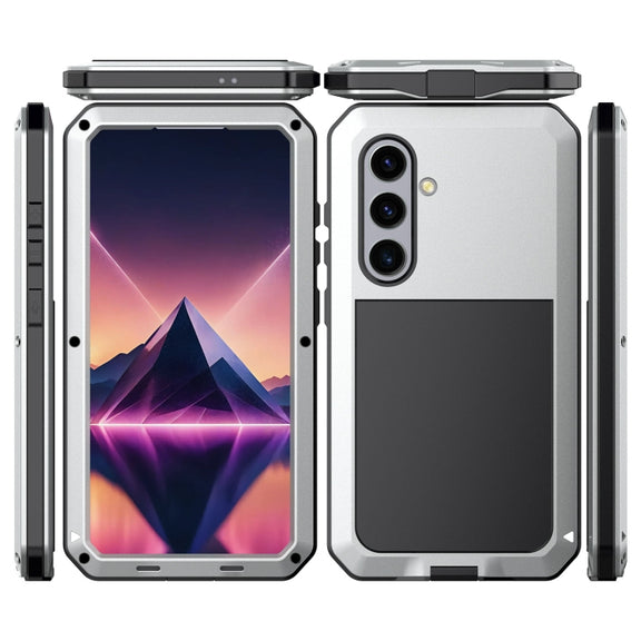 For Samsung Galaxy S24 5G Shockproof Life Water-resistant Silicone + Zinc Alloy Phone Case(Silver)