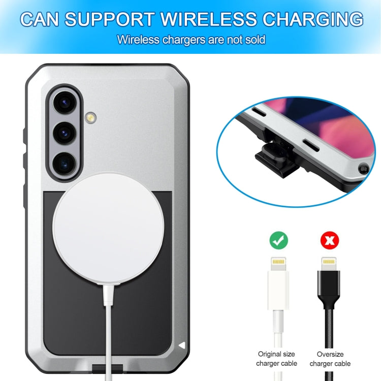 For Samsung Galaxy S24 5G Shockproof Life Water-resistant Silicone + Zinc Alloy Phone Case(Silver)