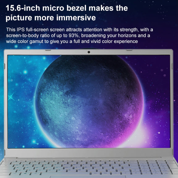V8 15.6 inch Ultrathin Laptop, 16GB+512GB, Windows 10 Intel Processor N95 Quad Core(Silver)