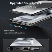 For Samsung Galaxy S22 Ultra 5G MagSafe Magnetic HD Frosted Tempered Glass Holder Phone Case(Black)