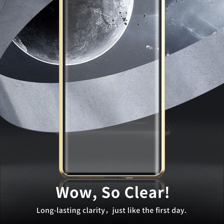 For Samsung Galaxy S23 Ultra 5G MagSafe Magnetic HD Frosted Tempered Glass Holder Phone Case(Gold)