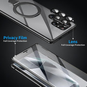 For Samsung Galaxy S25 Ultra 5G MagSafe Magnetic HD Frosted Tempered Glass Holder Phone Case(Black)