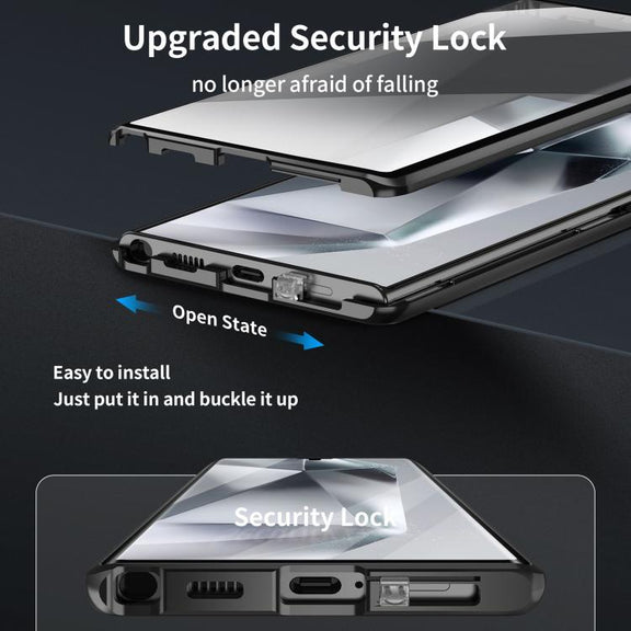 For Samsung Galaxy S25 Ultra 5G MagSafe Magnetic HD Frosted Tempered Glass Holder Phone Case(Black)